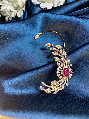 Majestic Ruby & Diamond Winged Ear Cuffs