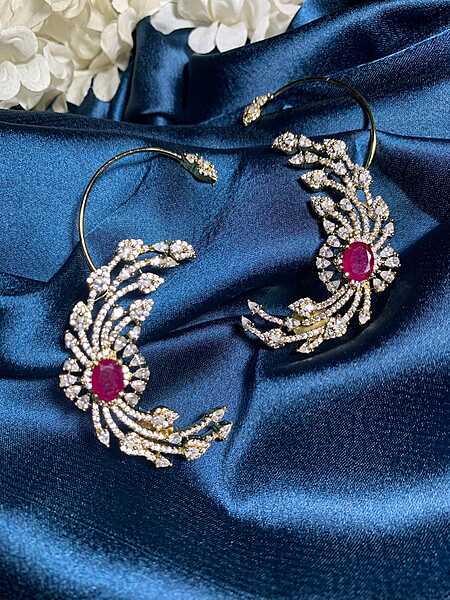 Majestic Ruby & Diamond Winged Ear Cuffs