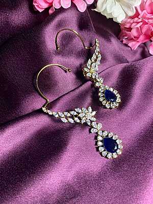 Royal Crimson Teardrop Earcuffs: Gold-Plated CZ Marquise Floral Wraps Royal Crimson Teardrop Earcuffs: Gold-Plated CZ Marquise Floral Wraps