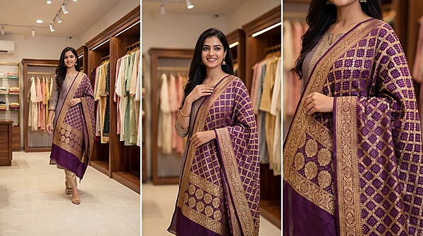 Kala Sanskruti All Over Magenta Color Banarasi Georgette Bandhani Dupatta 2.5 M Elegant Traditional Wear Unique Dupatta for Women