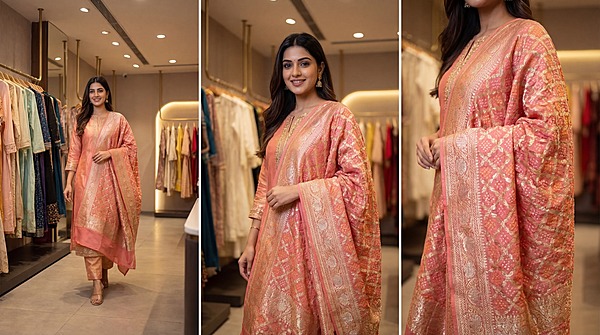 Kala Sanskruti All Over Light Orange Color Banarasi Georgette Bandhani Dupatta 2.5 M Elegant Traditional Wear Unique Dupatta for Women