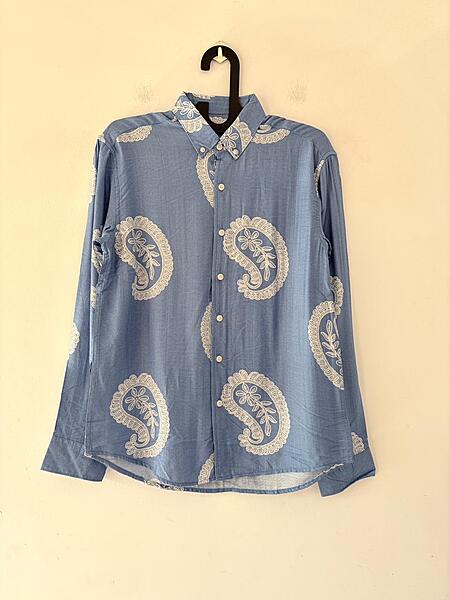 Azure paisley printed shirt