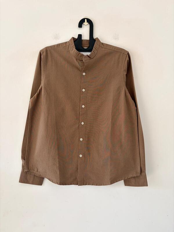 Khaki minimalist linen mandarin