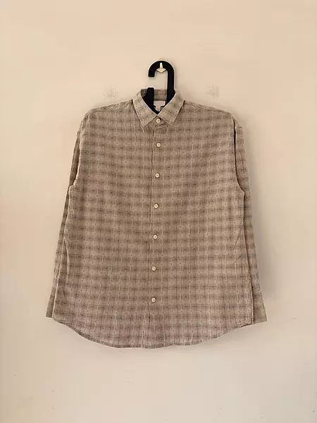 Grey dust textured check shirt