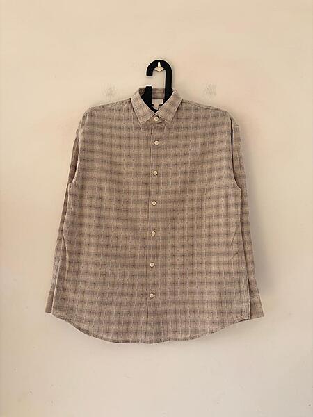 Grey dust textured check shirt