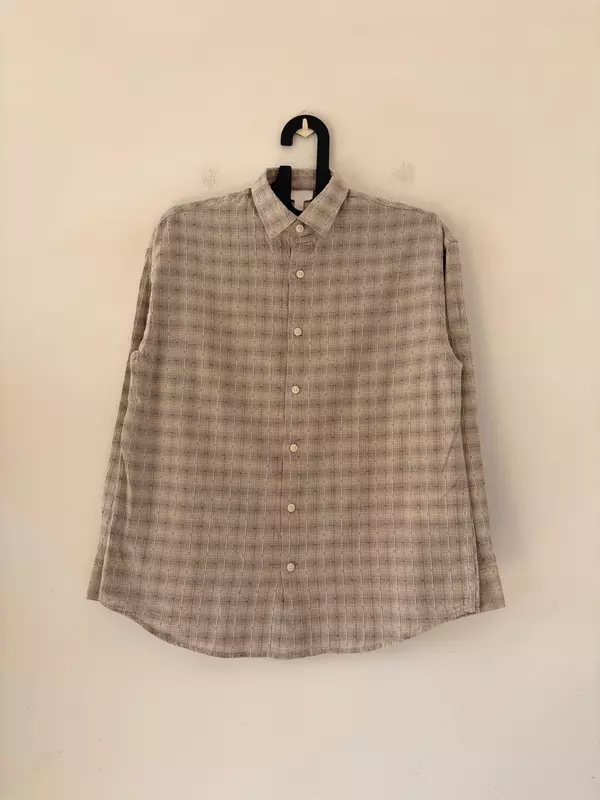 Grey dust textured check shirt