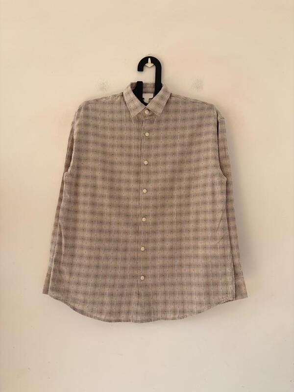Grey dust textured check shirt