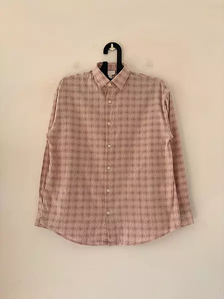 Blush pink textured check shirt