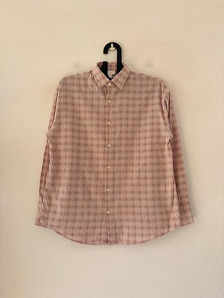 Blush pink textured check shirt