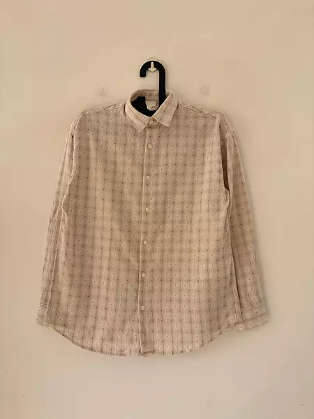 Beige textured check shirt