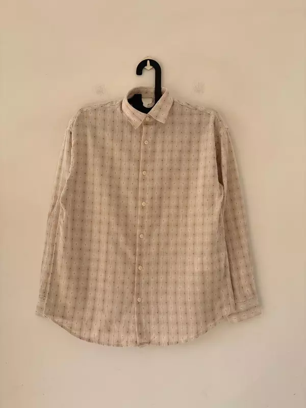 Beige textured check shirt
