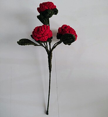 Triple-Blossom Rose Flower Stem