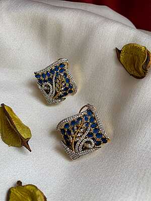 Regal Rhombus Leaf Studs – Multi-Gemstone & Diamond Pavé Earrings Regal Rhombus Leaf Studs – Multi-Gemstone & Diamond Pavé Earrings