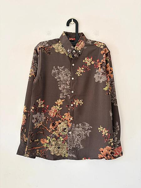 Dusty grey floral viscose shirt