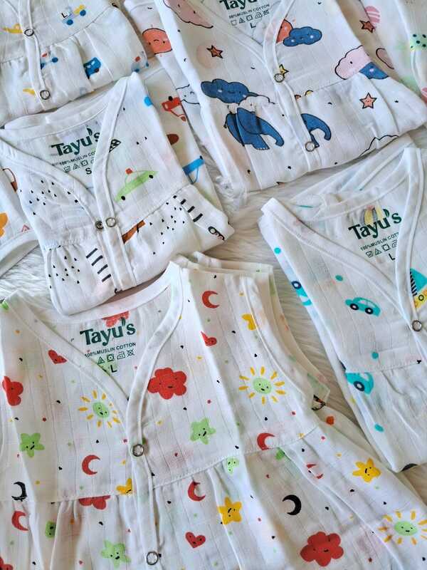 Muslin Button Frocks combo -6-12 Months