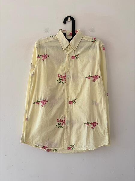 Butter linen embroidered shirt