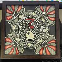 Madhubani Hand-Painted Fish Tabletop