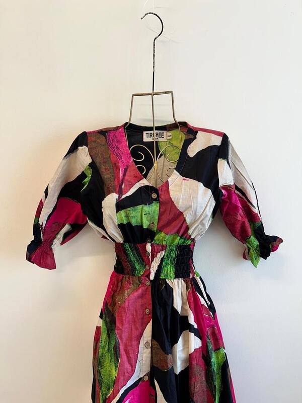 Vaani's Long Fit & Flare Dress - Black & Colourful Flowers