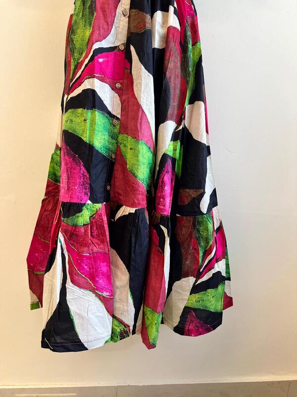 Vaani's Long Fit & Flare Dress - Black & Colourful Flowers