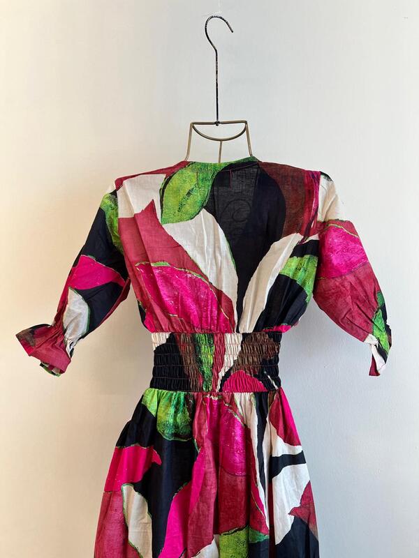 Vaani's Long Fit & Flare Dress - Black & Colourful Flowers