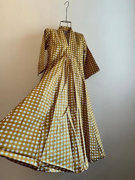 Amara's Everyday Flare Dress - Mustard Gingham