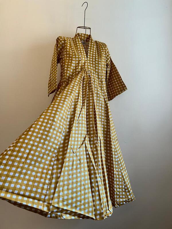 Amara's Everyday Flare Dress - Mustard Gingham