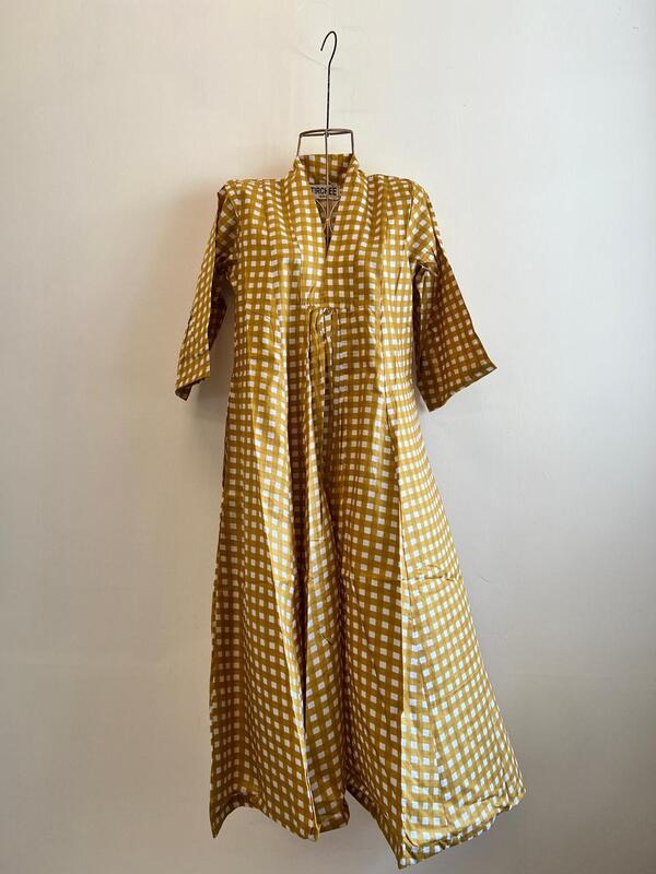 Amara's Everyday Flare Dress - Mustard Gingham