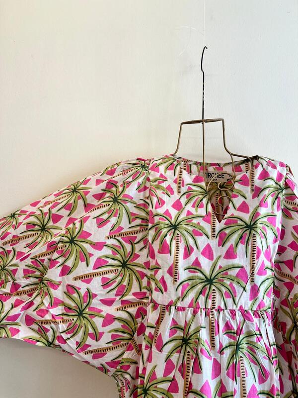 Jiya's Free-Size Flare Dress - Cream & palms