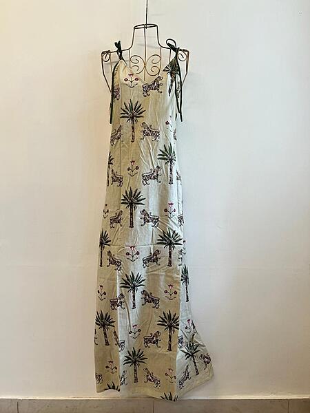 Anika's Free-Size Strappy Dress - cream with Sphinx tigers