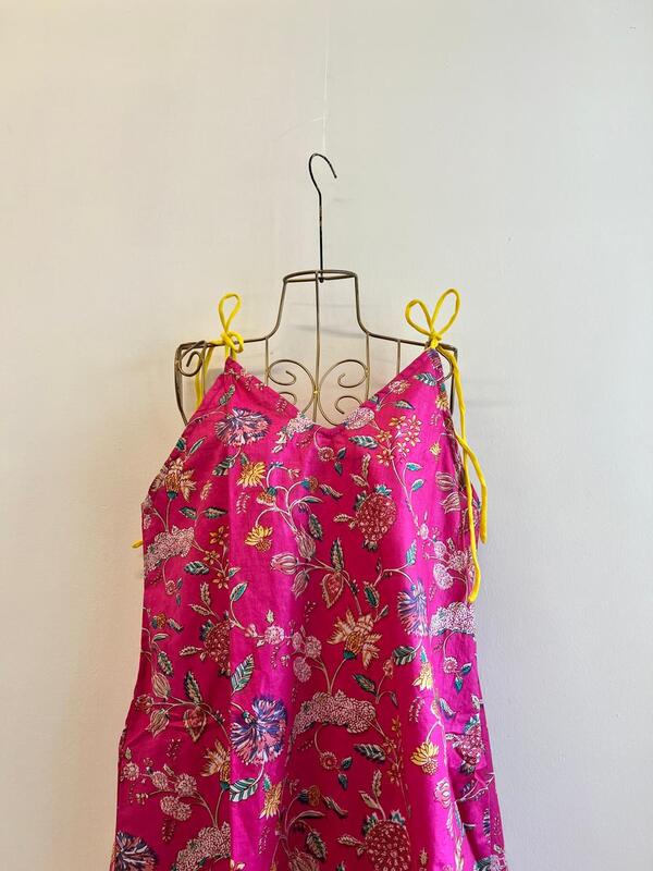 Anika's Free-Size Strappy Dress - Pink & Flowers