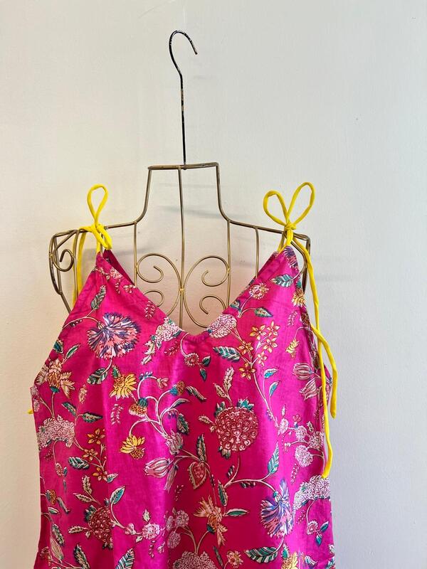 Anika's Free-Size Strappy Dress - Pink & Flowers