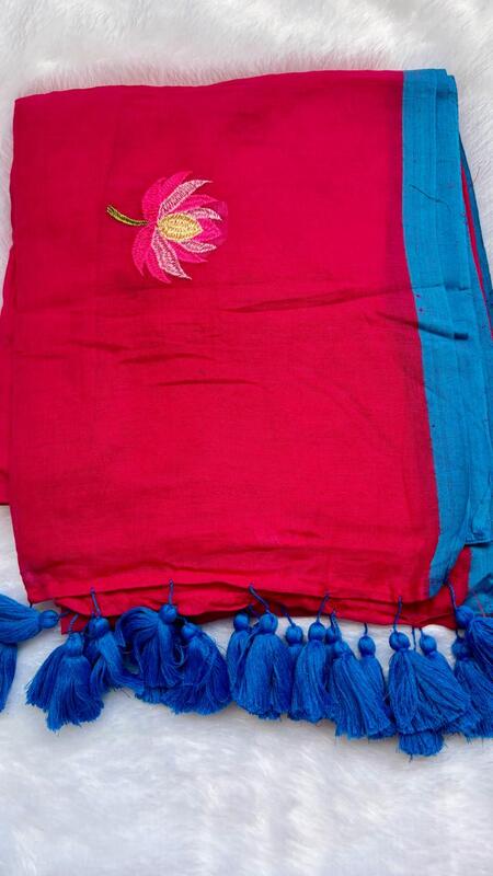 Pure 120 count MulMul Cotton saree