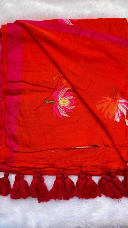 Pure 120 count MulMul Cotton saree