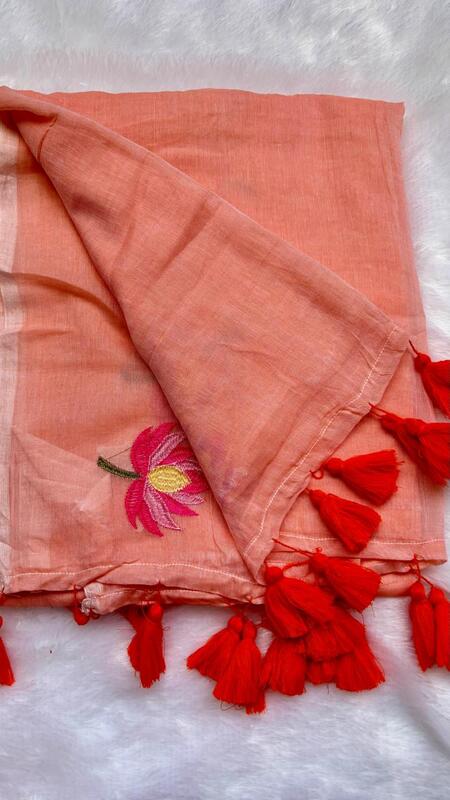 Pure 120 count MulMul Cotton saree