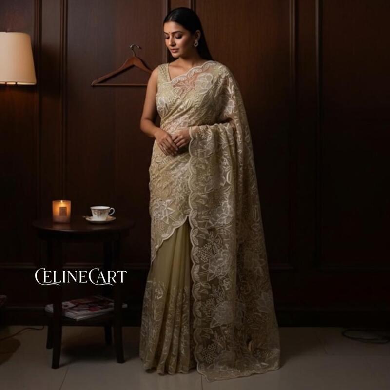 Ethereal Elegance Organza Saree
