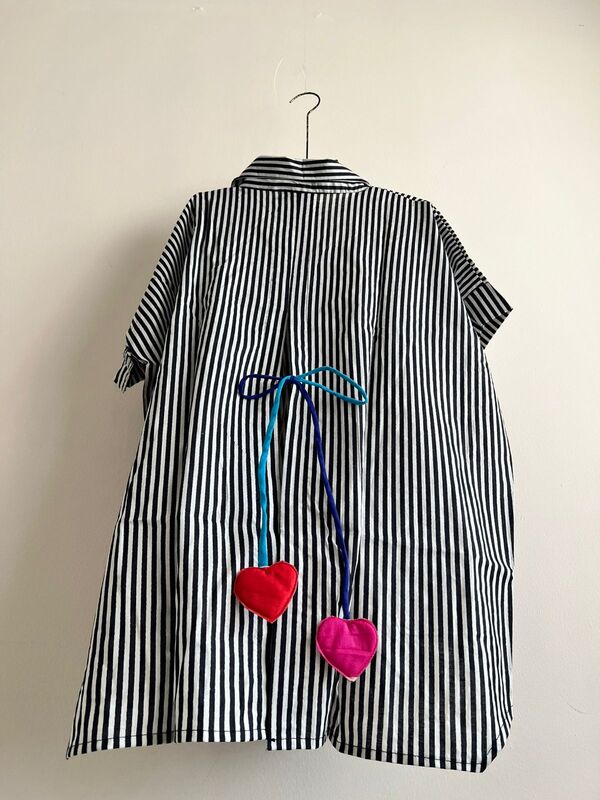 Ishq's Small Anti-fit with Back Open & Tie - Black & White Thin Stripes