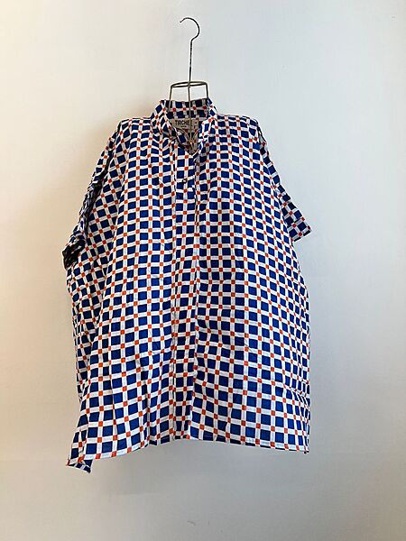 Ishq's Small Anti-fit with Back Open & Tie - Blue Gingham with Orange Dots