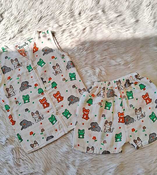 Muslin Jabla Set - Frog&Elephant
