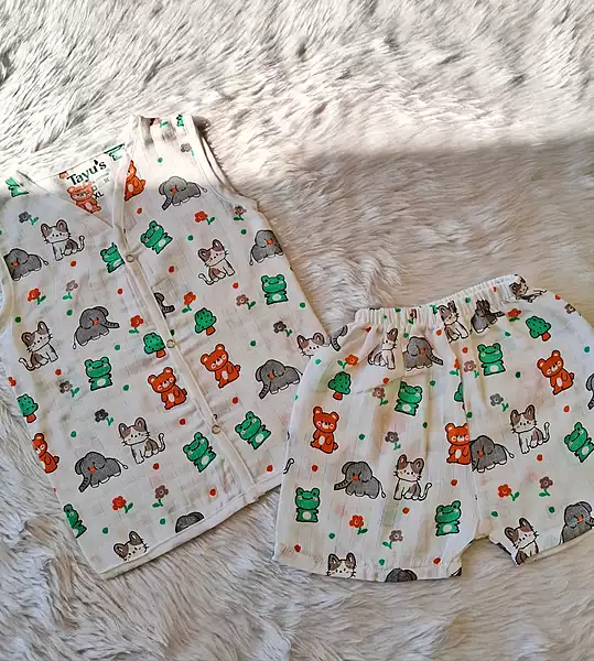 Muslin Jabla Set - Frog&Elephant
