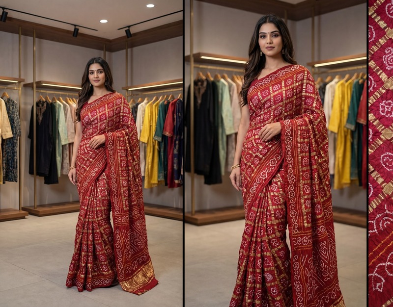 Kala Sanskruti Pink & Red Color Pure Gaji Silk Heavy Gharchola Bandhani Saree 6.5M with Blouse Piece Elegant Traditional Wear Gharchola Saree for Women