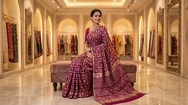 Kala Sanskruti All Over Rani Pink Color Pure Gaji Silk Heavy Gharchola Bandhani Saree 6.5M with Blouse Piece Elegant Traditional Wear Gharchola Saree for Women