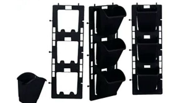 Vertical Plastic Plant Pot | 6 × 18 Inch | Black | Wall & Balcony Planter