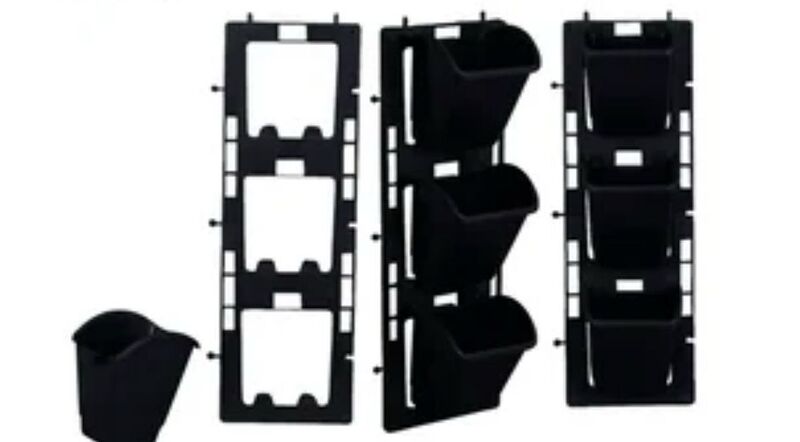 Vertical Plastic Plant Pot | 6 × 18 Inch | Black | Wall & Balcony Planter