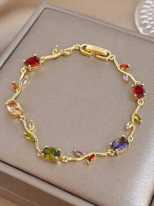 Multicolour Gemstone Gold Tennis Bracelet