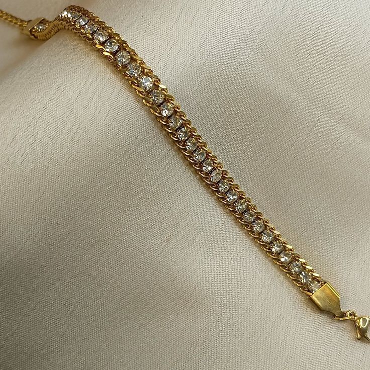 Gold Cuban Chain Bracelet with Zirconia