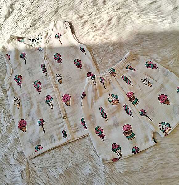 Muslin Jabla set - Ice Cream & Lollipop