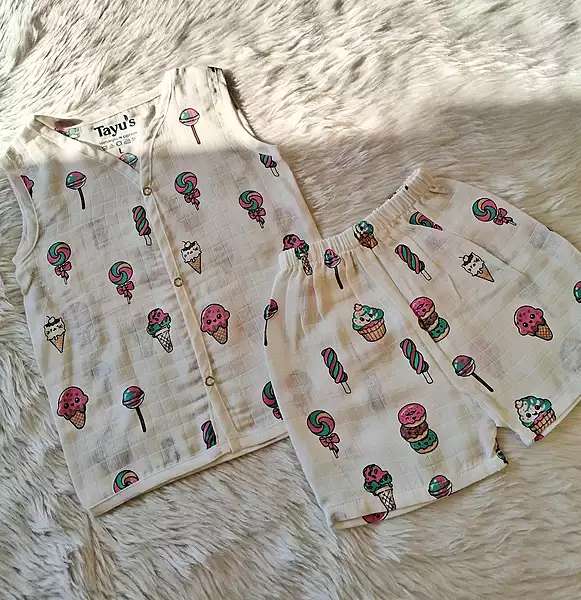 Muslin Jabla set - Ice Cream & Lollipop