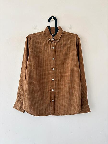 Chestnut textured check shirt
