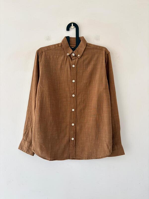 Chestnut textured check shirt
