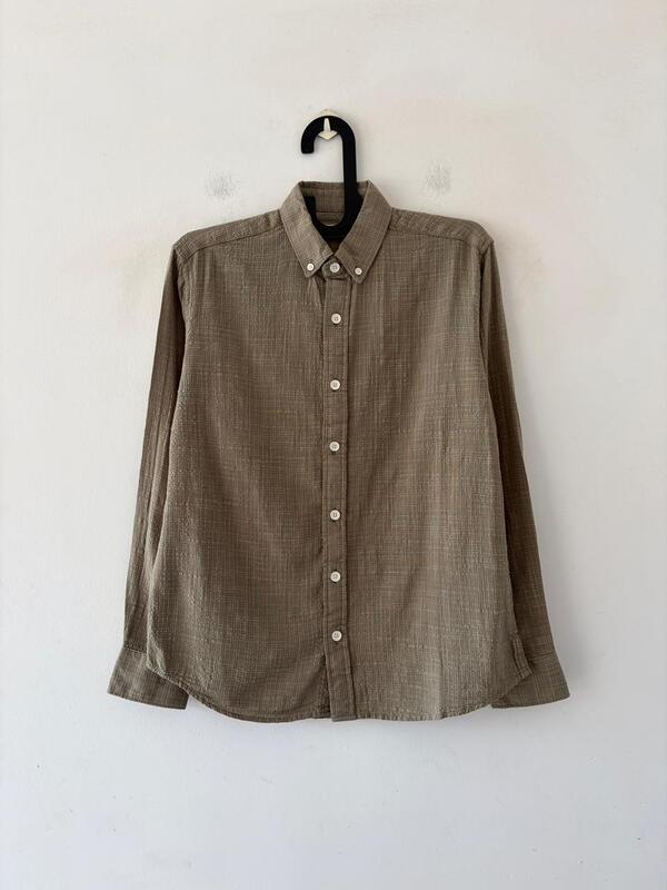Sandstone textured check shirt